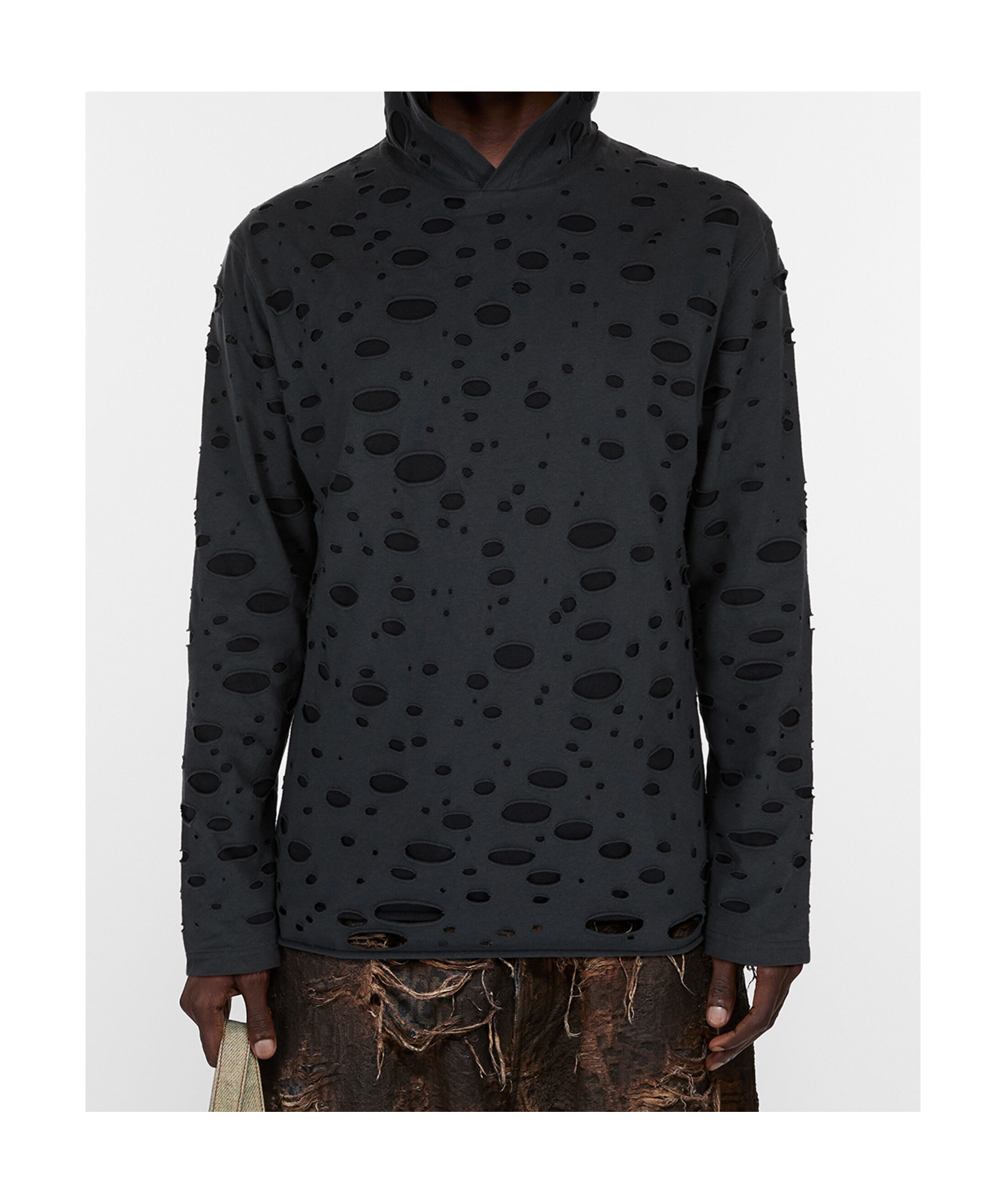 Acne Studios Black Layered Knitted Hoodie In Black