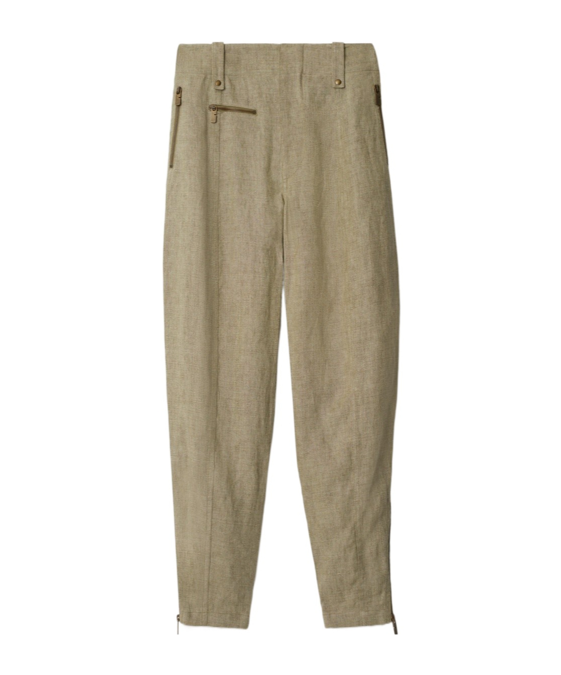 Burberry Khaki Linen Tailored Trousers In Khaki/milk