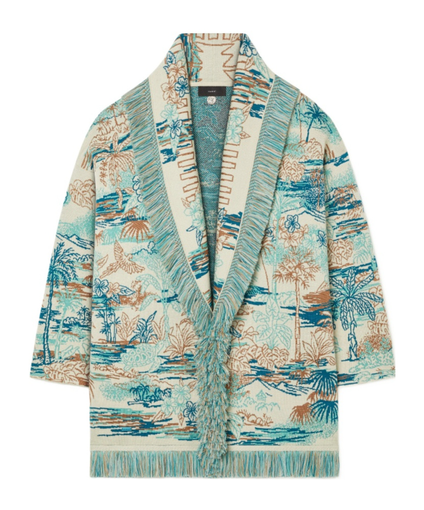 Alanui Lost In The Blue Fringed Cardigan In Multi