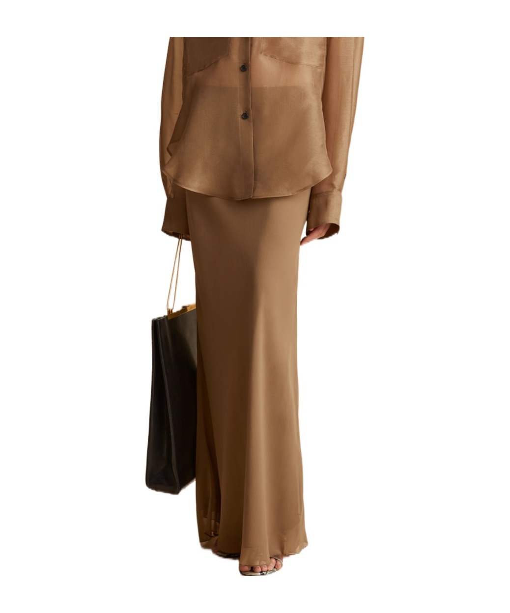 Khaite Mauva Silk Chiffon Long Skirt In Brown