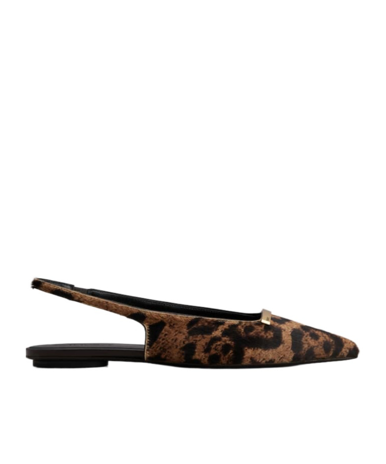 Tod's Slingback Ballerinas In Pony Effect Leather In Animal Print