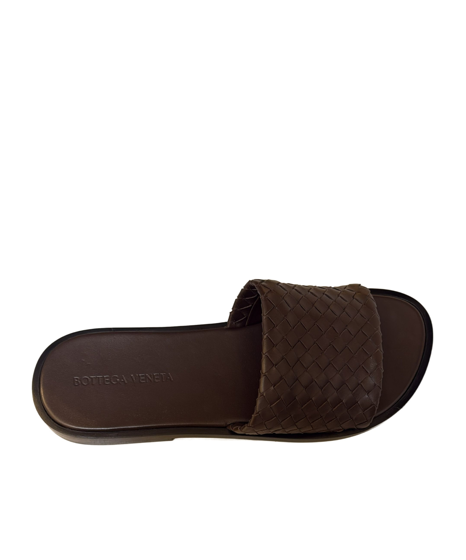 Bottega Veneta Elio Intrecciato Leather Slides In Brown