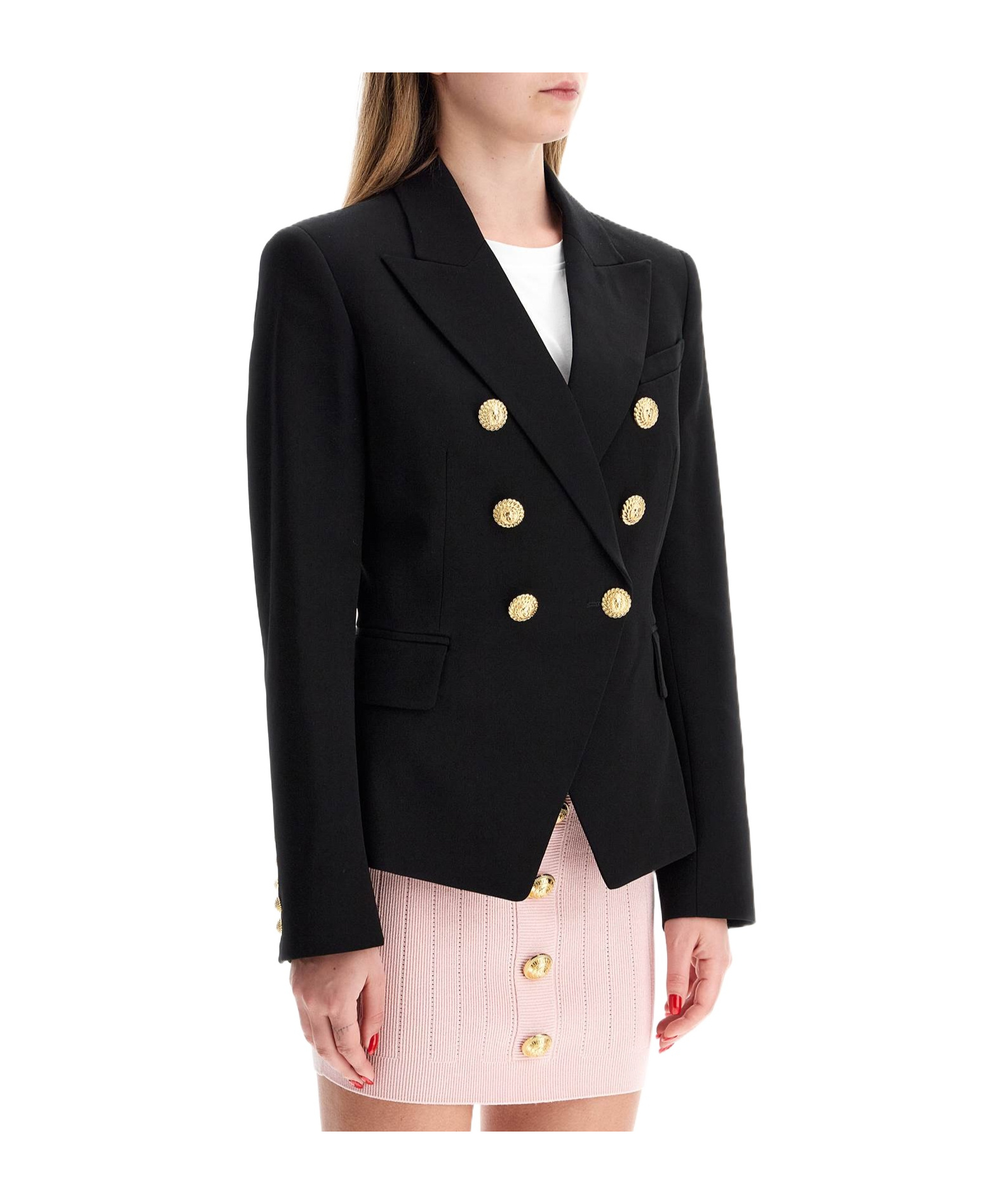 Shop Balmain Double-breasted Blazer In Black