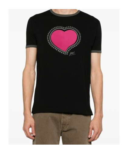 Dries Van Noten Love Pattern T-shirt In Black