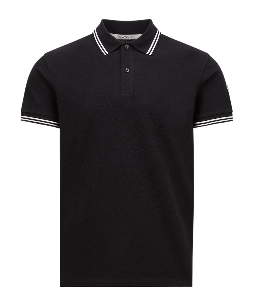 Moncler Short-sleeved Polo Shirt In Blue
