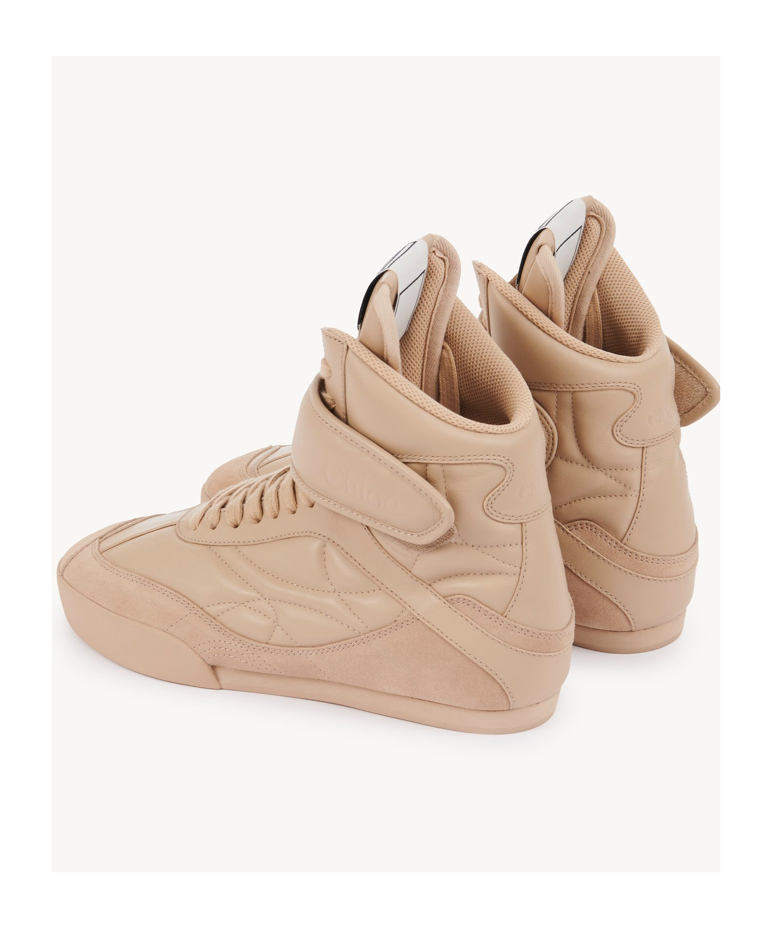 Chloé Kick Suede-trimmed Quilted Leather High-top Sneakers In Nude