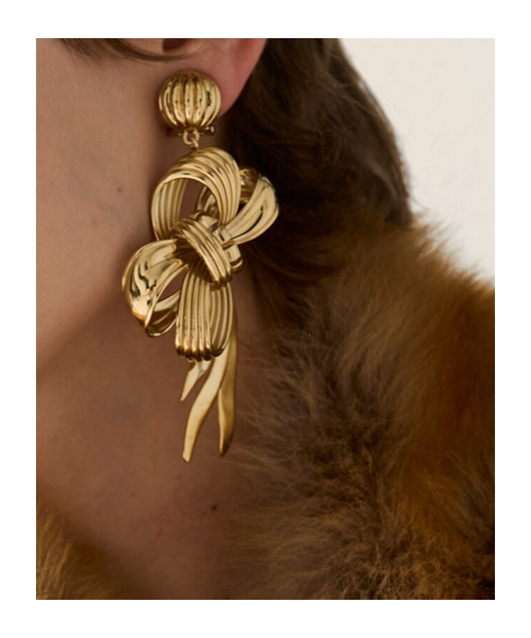 Miu Miu Metal Bow Earrings In Gold