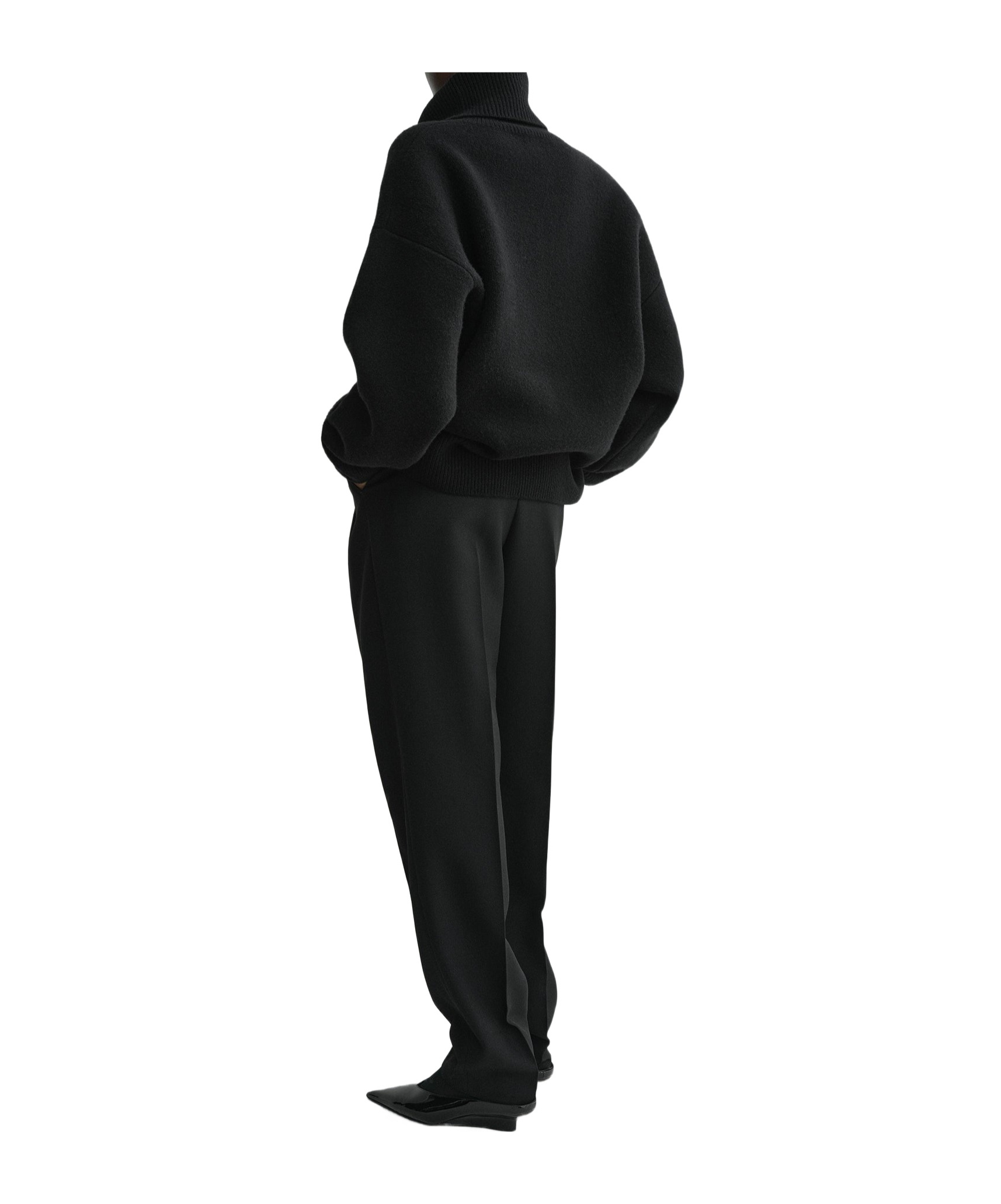 Shop Totême Double-knit Turtleneck Sweater In Black