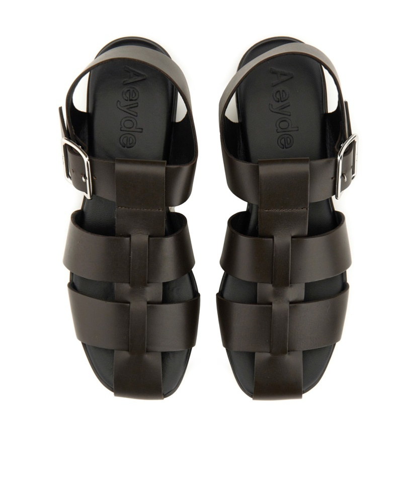 Aeyde Buckle Fastened Cut Out Sandals In Brown