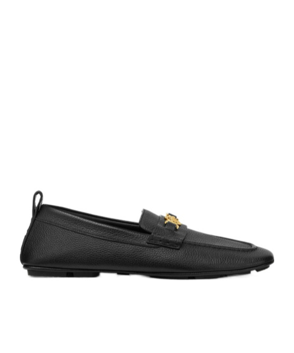 Versace Villa Loafers In Calfskin Leather In Black