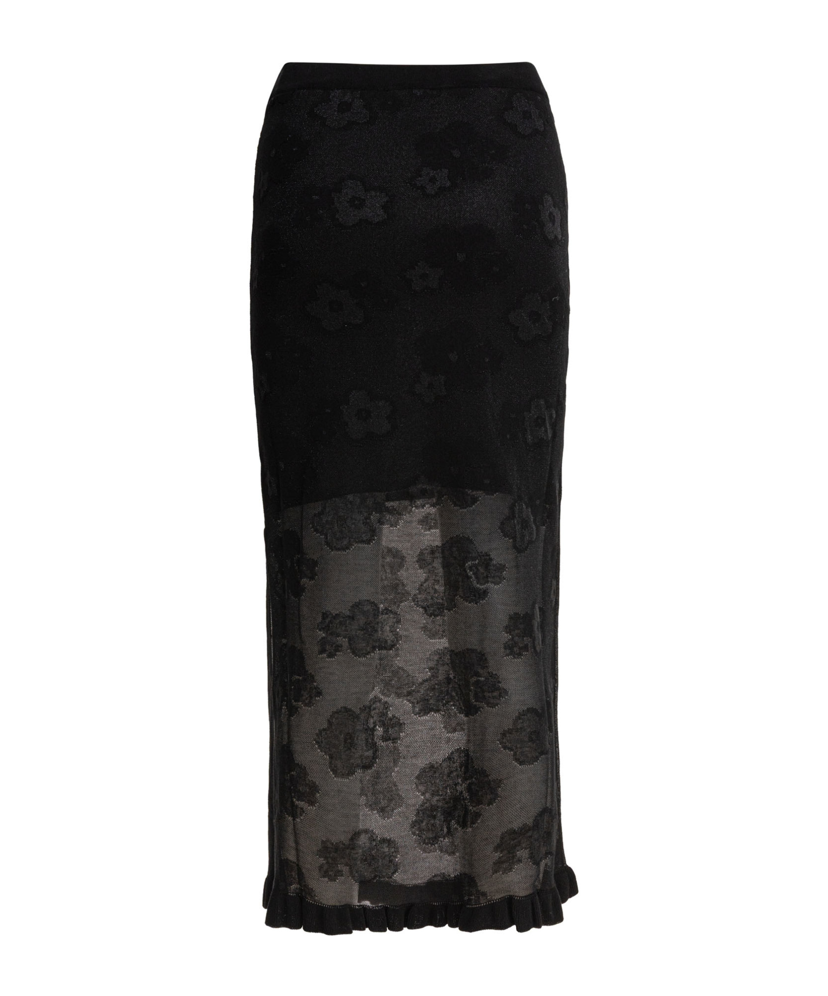 Cecilie Bahnsen Elastic Waistband Floral Pattern Sheer Overlay Side Slit