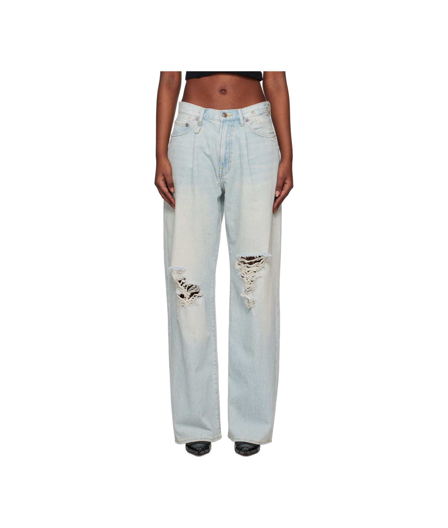 R13 Wide Leg Jeans In Green