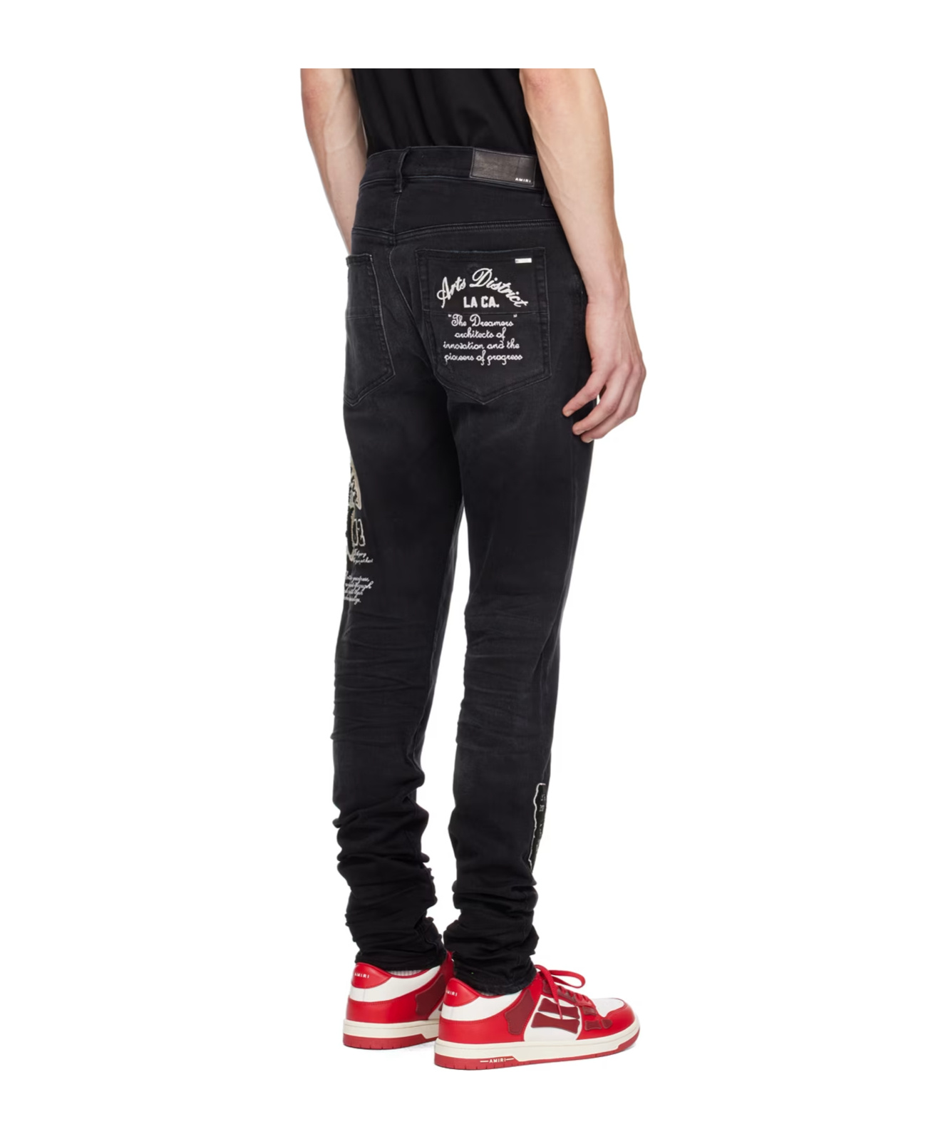 Amiri Black Dream Team Skinny Jeans In Black