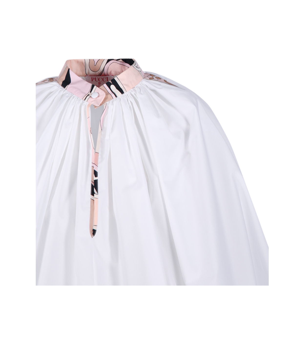Pucci Emilio High-neck Cotton Blouse With Drawstring Closure In White