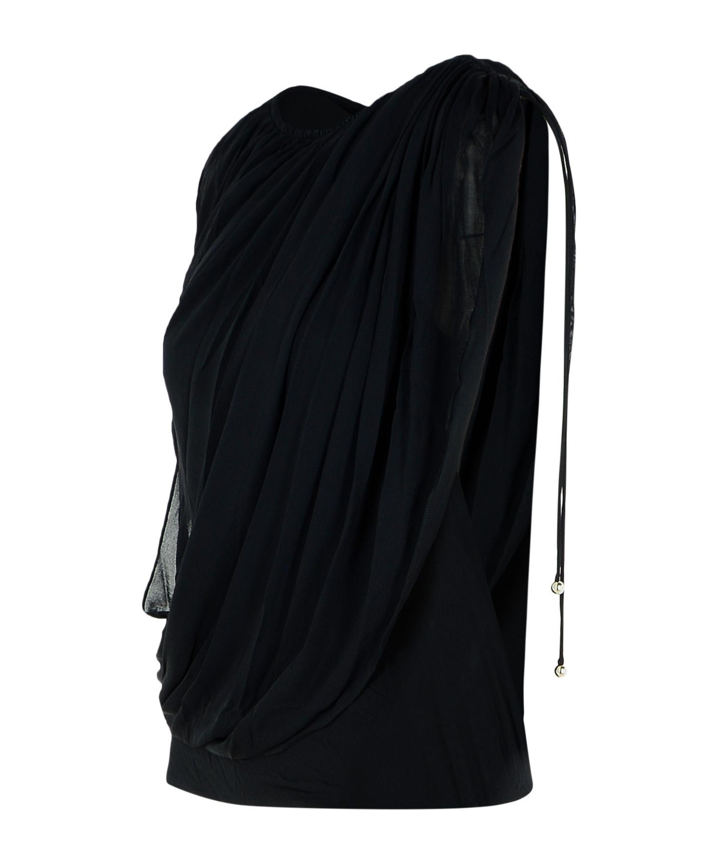 Lanvin Top Drappeggio In Black