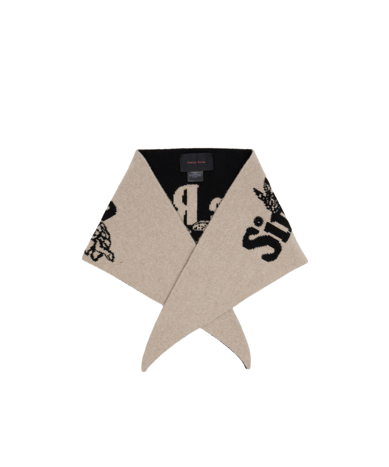 Simone Rocha Graphic Logo Knitted Scarf In Neutral