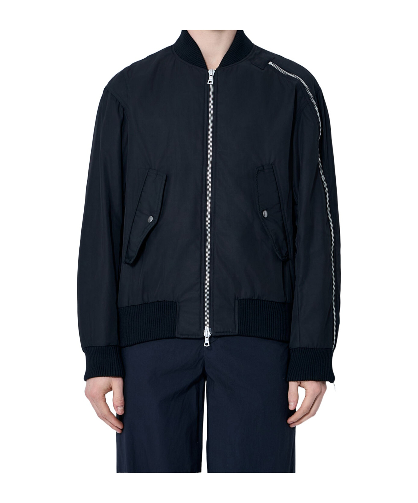 Dries Van Noten Men Nylon Bomber Jacket In Blue