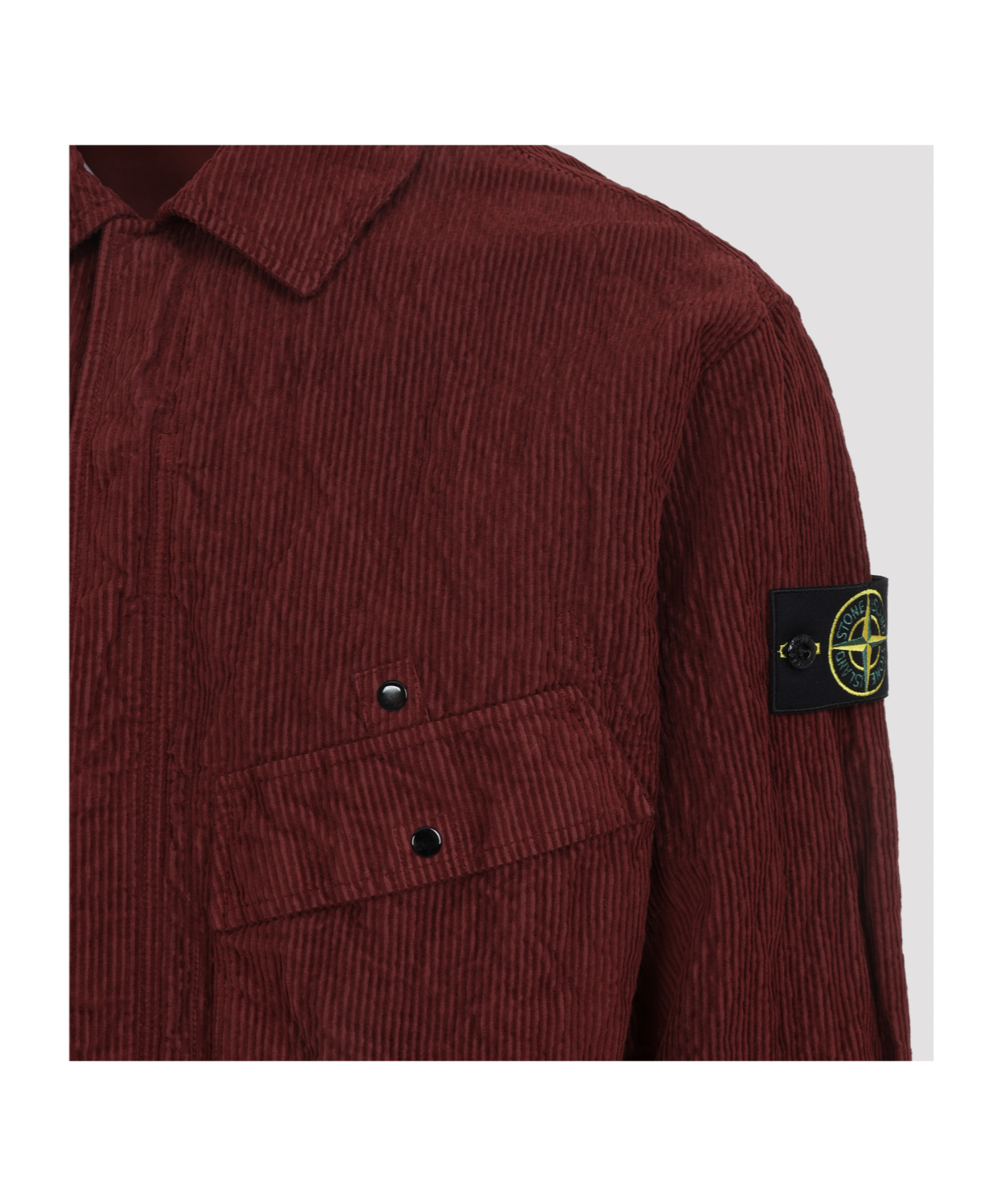 Stone Island Long-sleeved Shirt Jacket In Burgundy