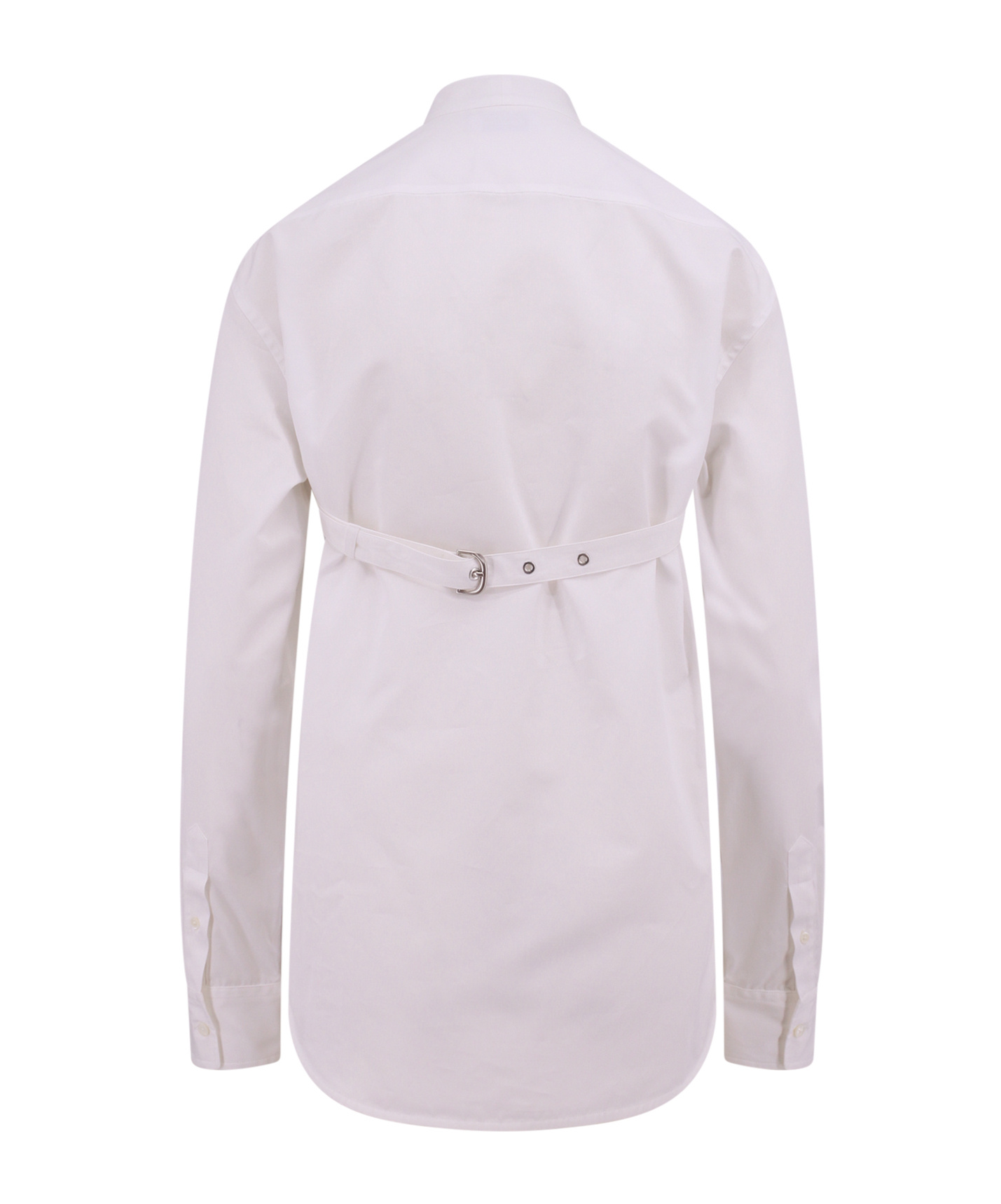 Off-white Cotton Shirt With Straps And Metal Buckle In White