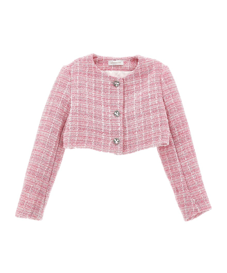 Monnalisa Tweed Jacket In Pink