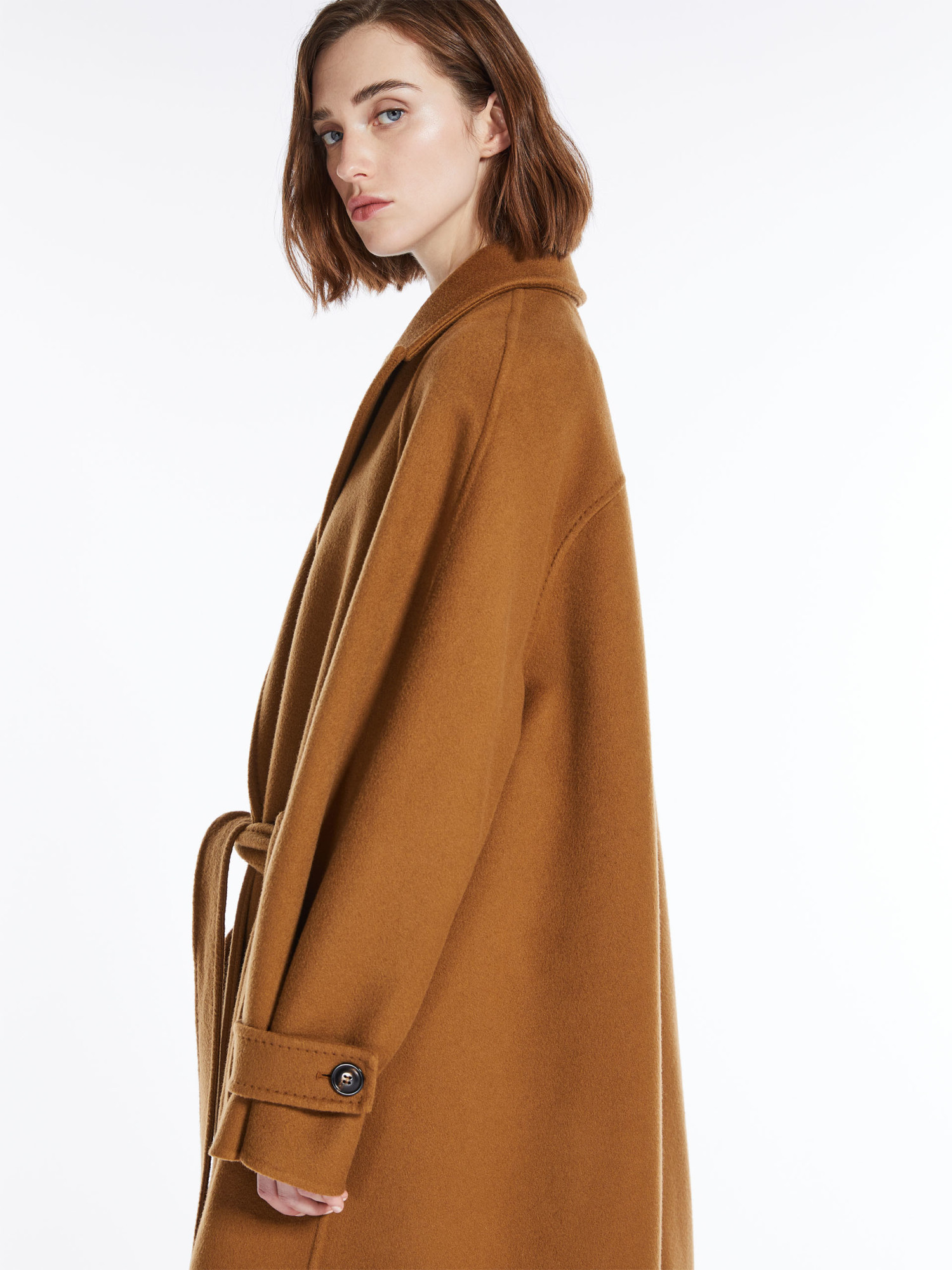 Max Mara Belted Cashmere Coat In Brown