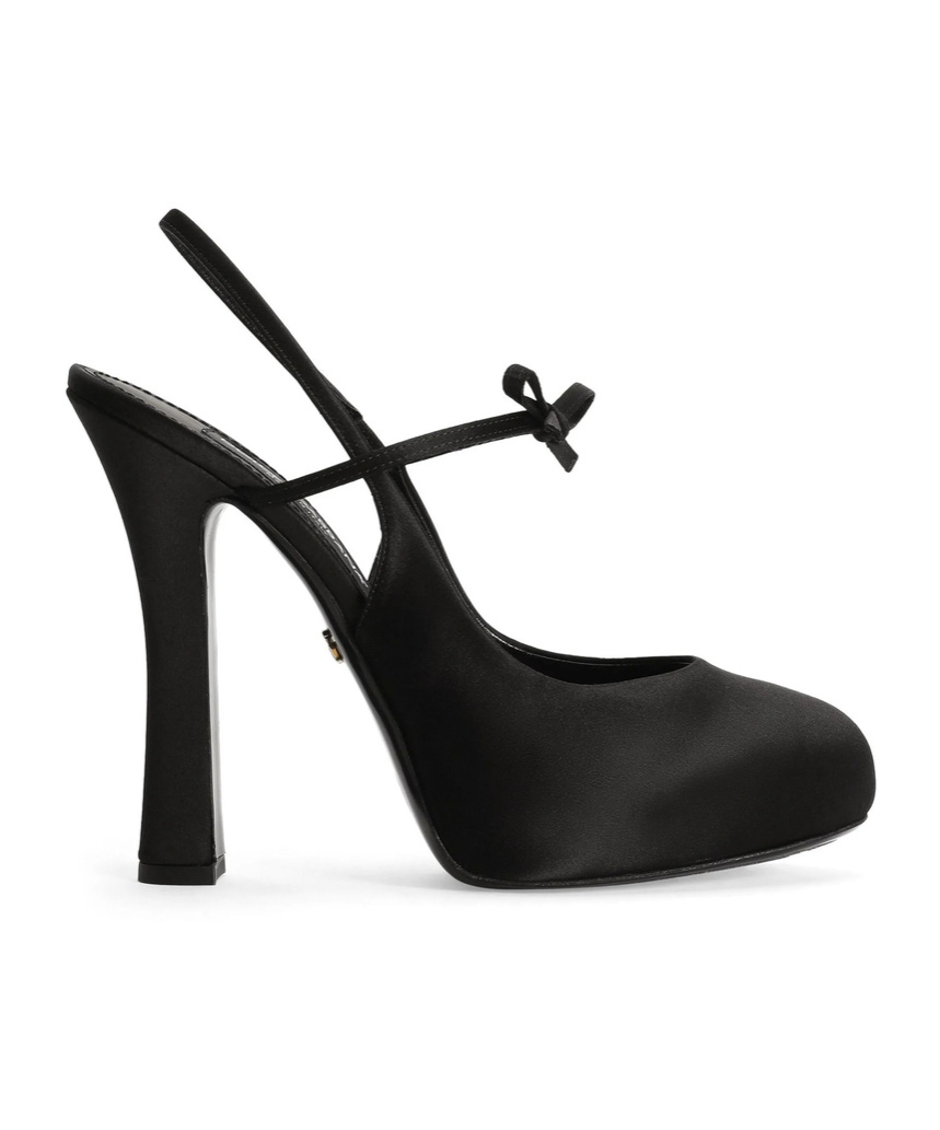 Dolce & Gabbana Vally 105 Satin Slingback Pumps In Black