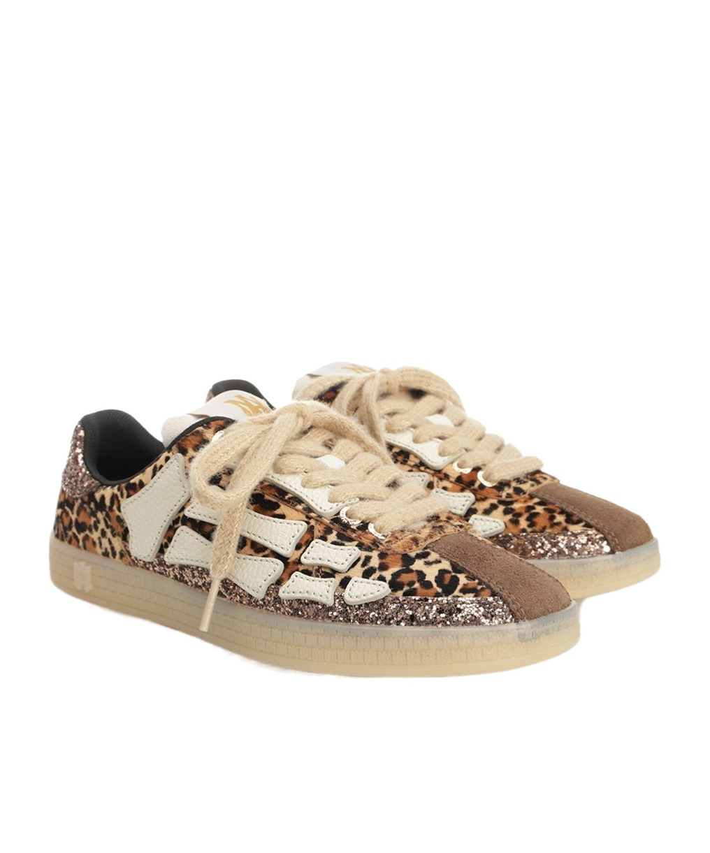 Amiri Leopard Pacific Bones Low-top Womans Sneakers In Brown