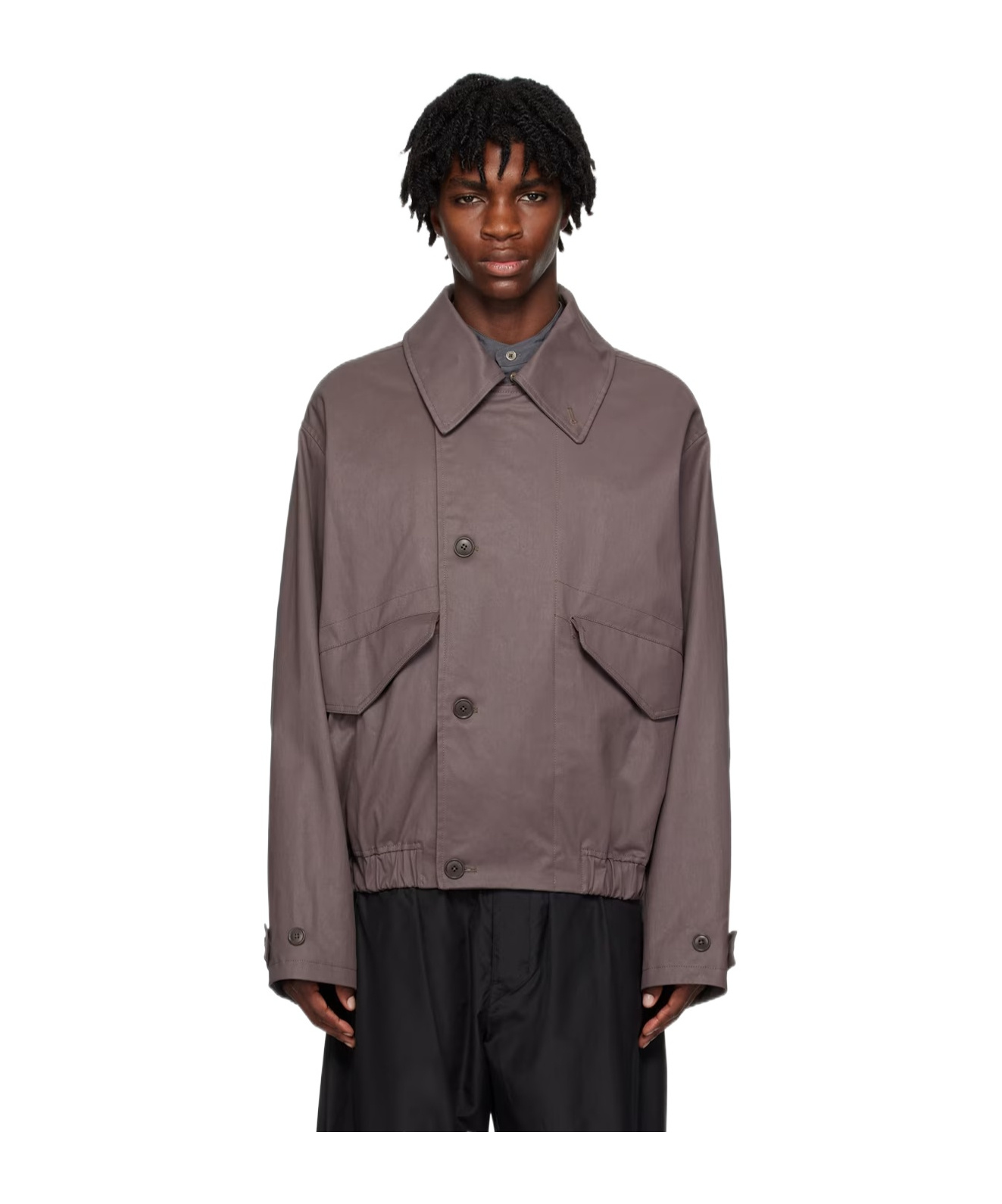Lemaire Oversized-collar Bomber Jacket In Gray