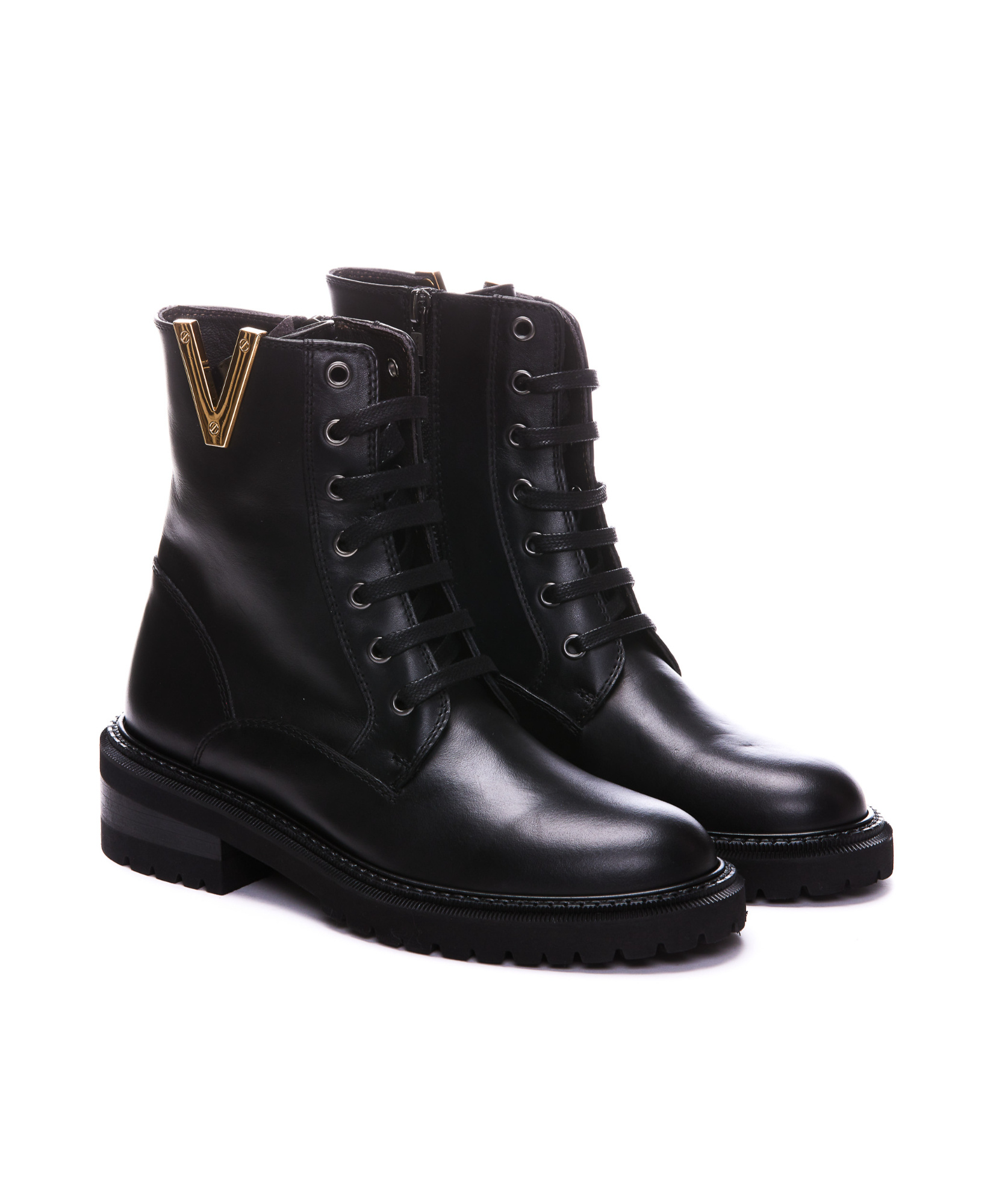 Via Roma 15 Lacing Short Boots In Black