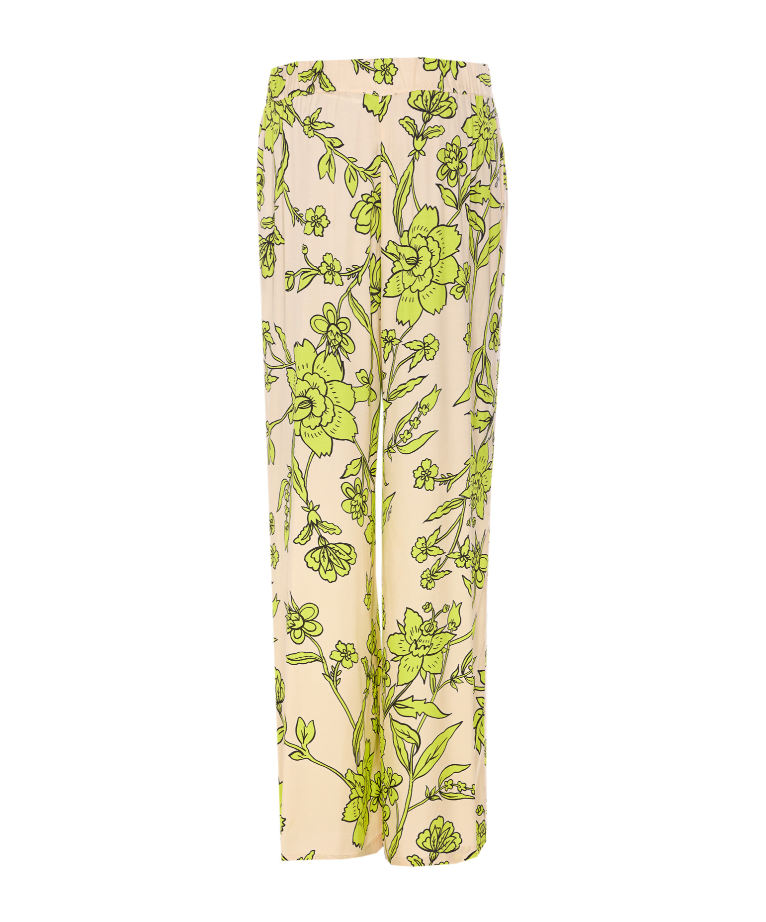 Liu •jo Elasticized Waist Floral Print Wide Leg Trousers In Neutral