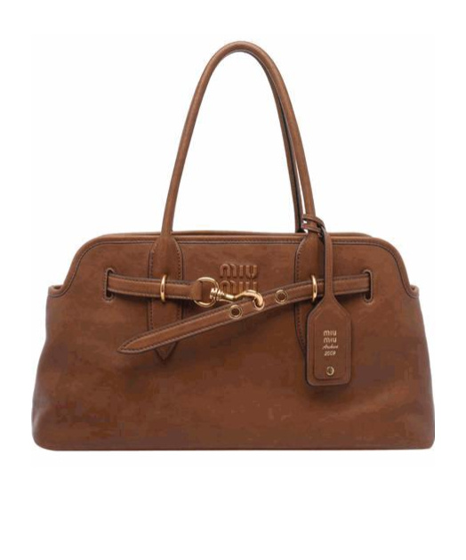 Miu Miu Logo Handbag In Brown