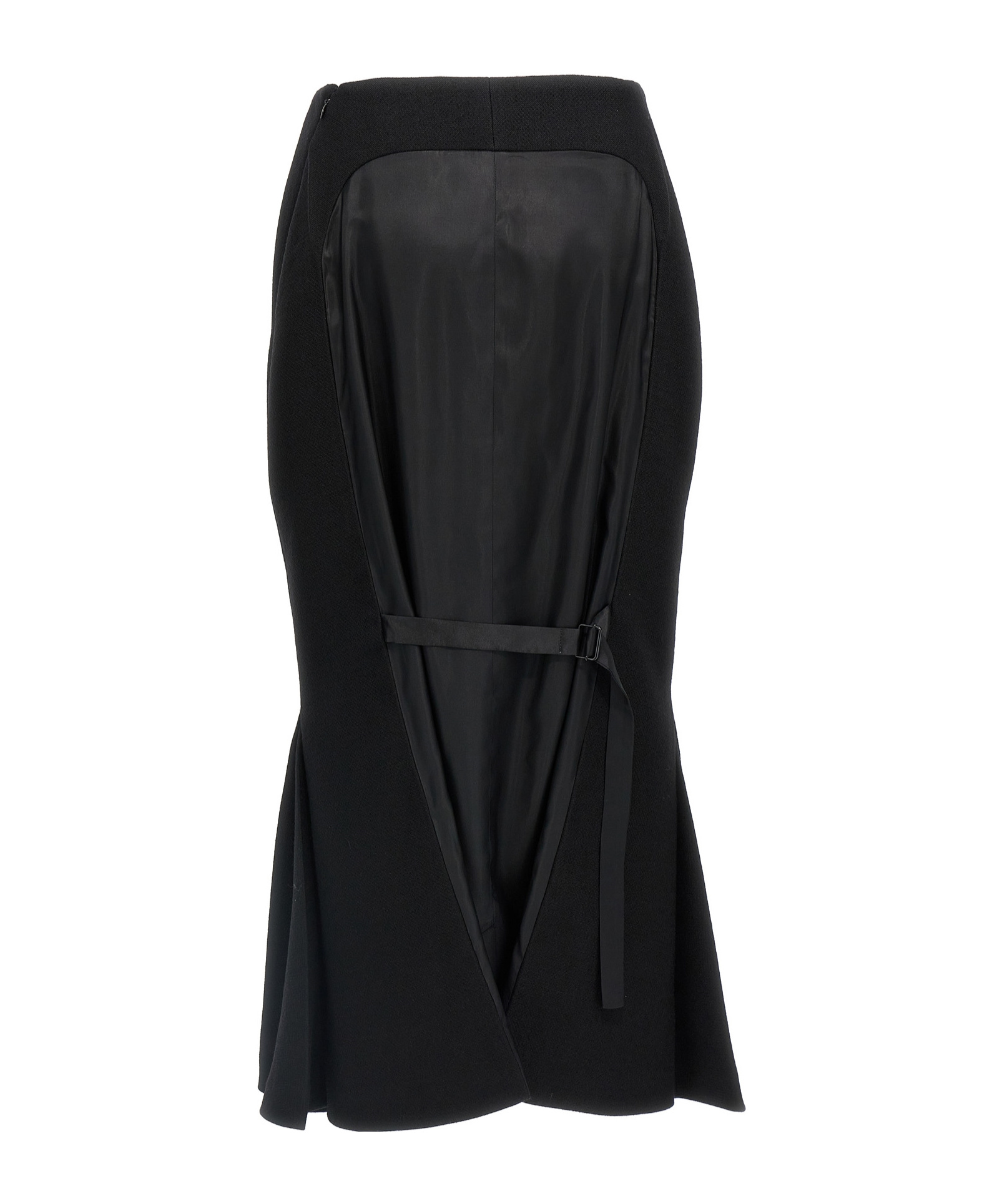 Prada Mermaid Wool Midi Skirt In Black