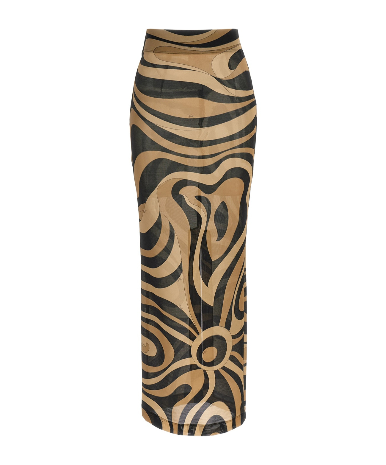 Pucci High Waist Abstract Pattern Midi Length Skirt In Black