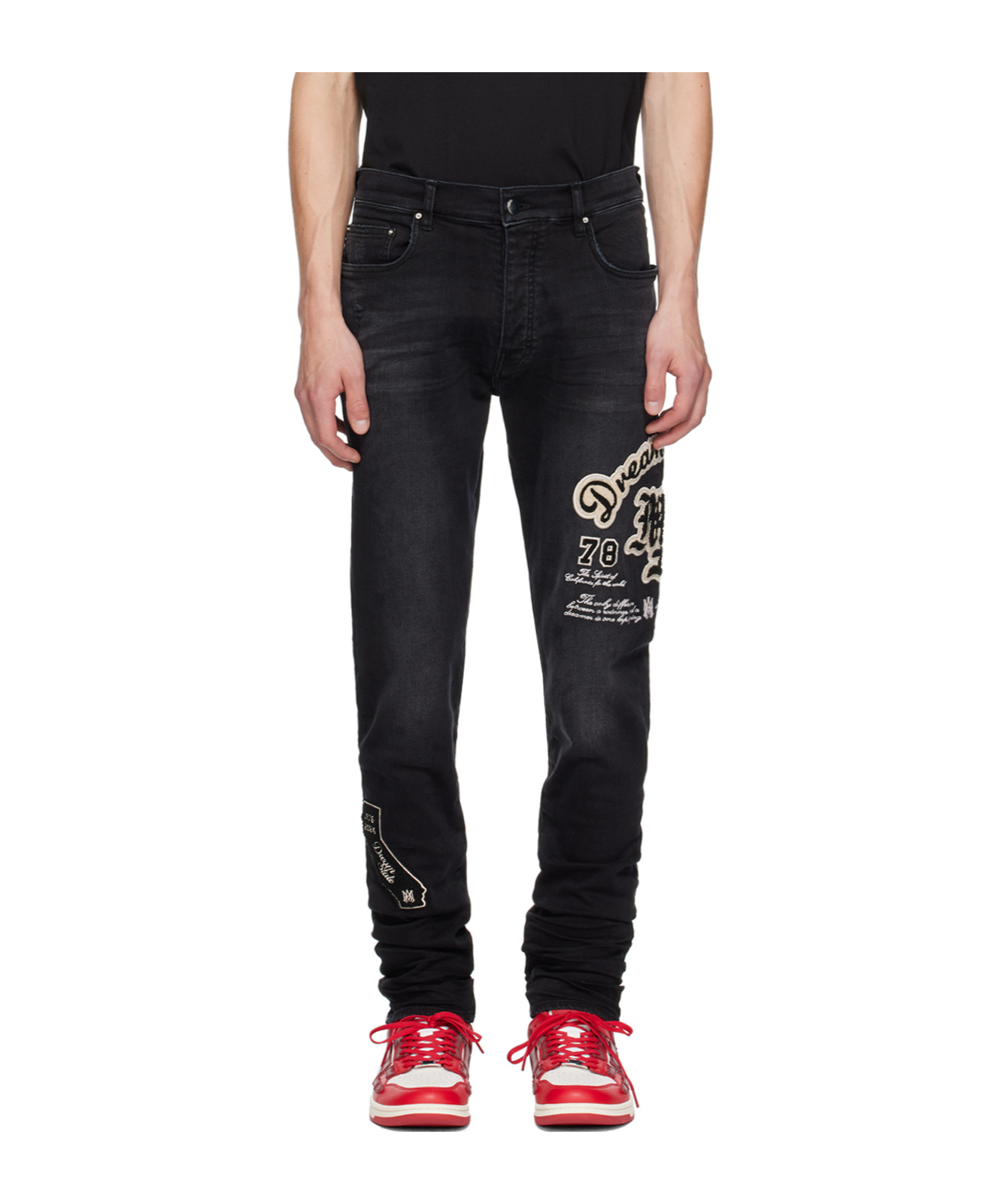Amiri Black Dream Team Skinny Jeans In Black