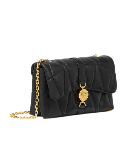 Versace Mini Quilted Kleio Leather Crossbody Bag In Black