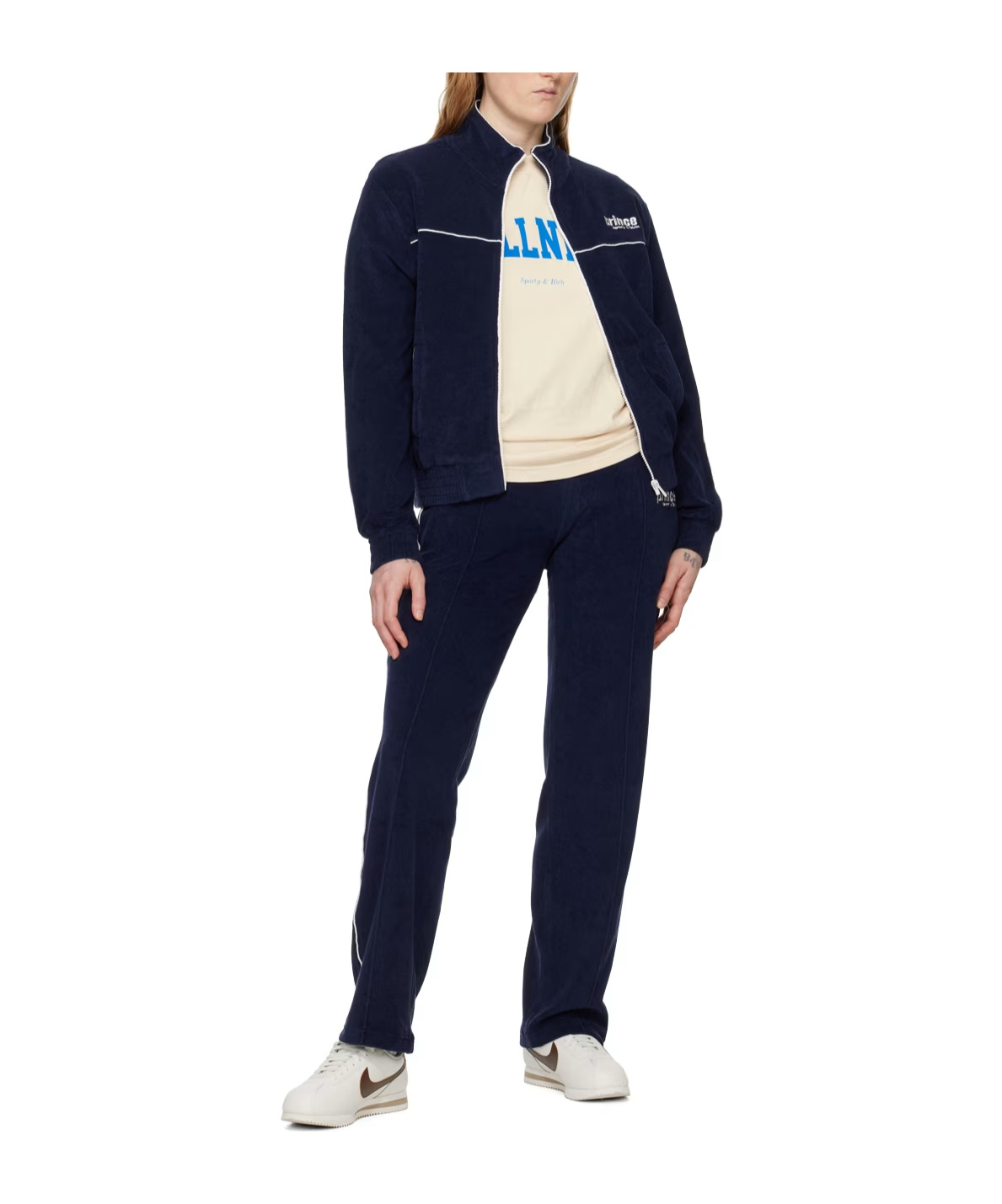 Sporty And Rich Embroidered Cotton-velour Track Pants In Black