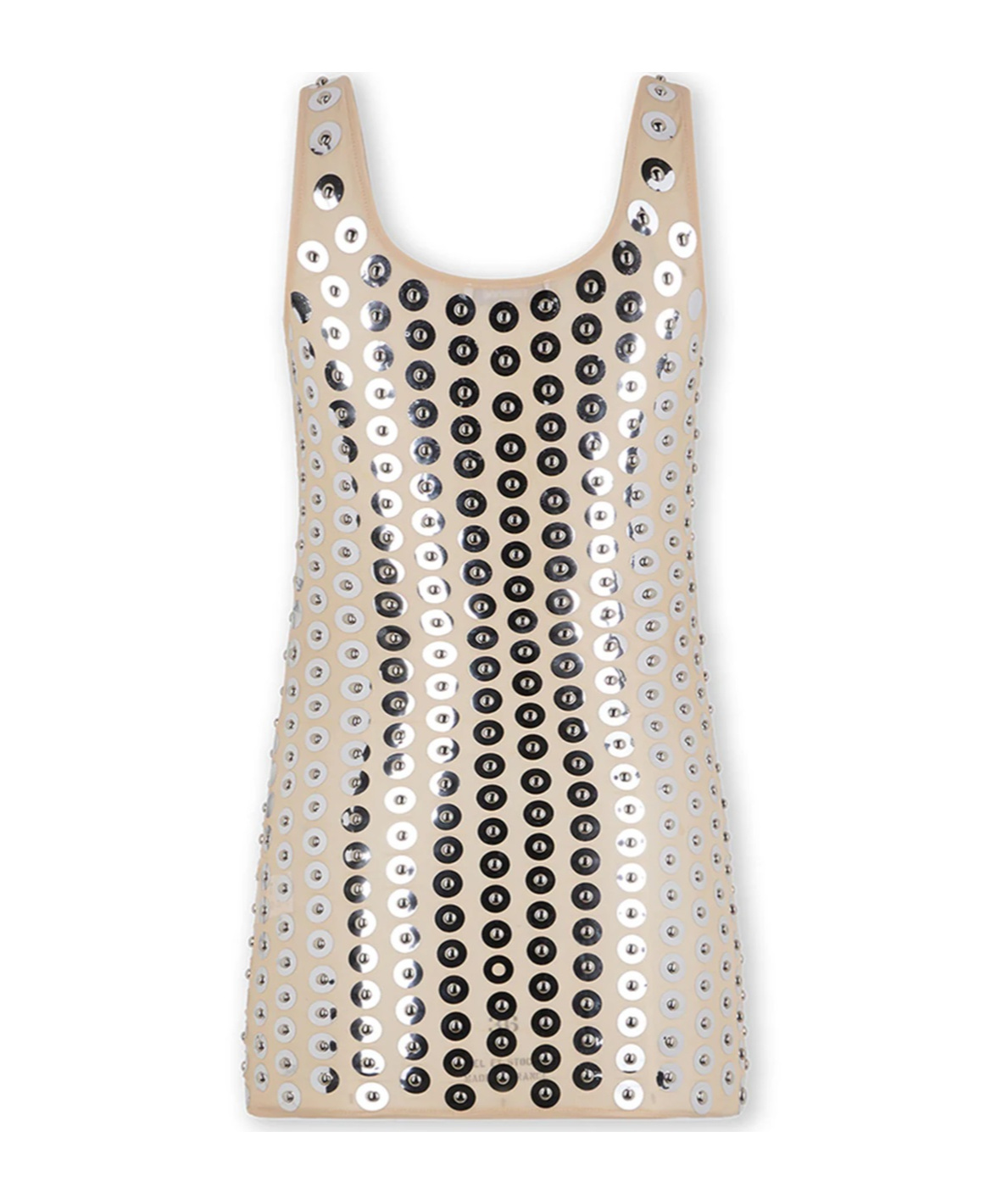 Rabanne Second Skin Top With Circular Embellishments In Nude