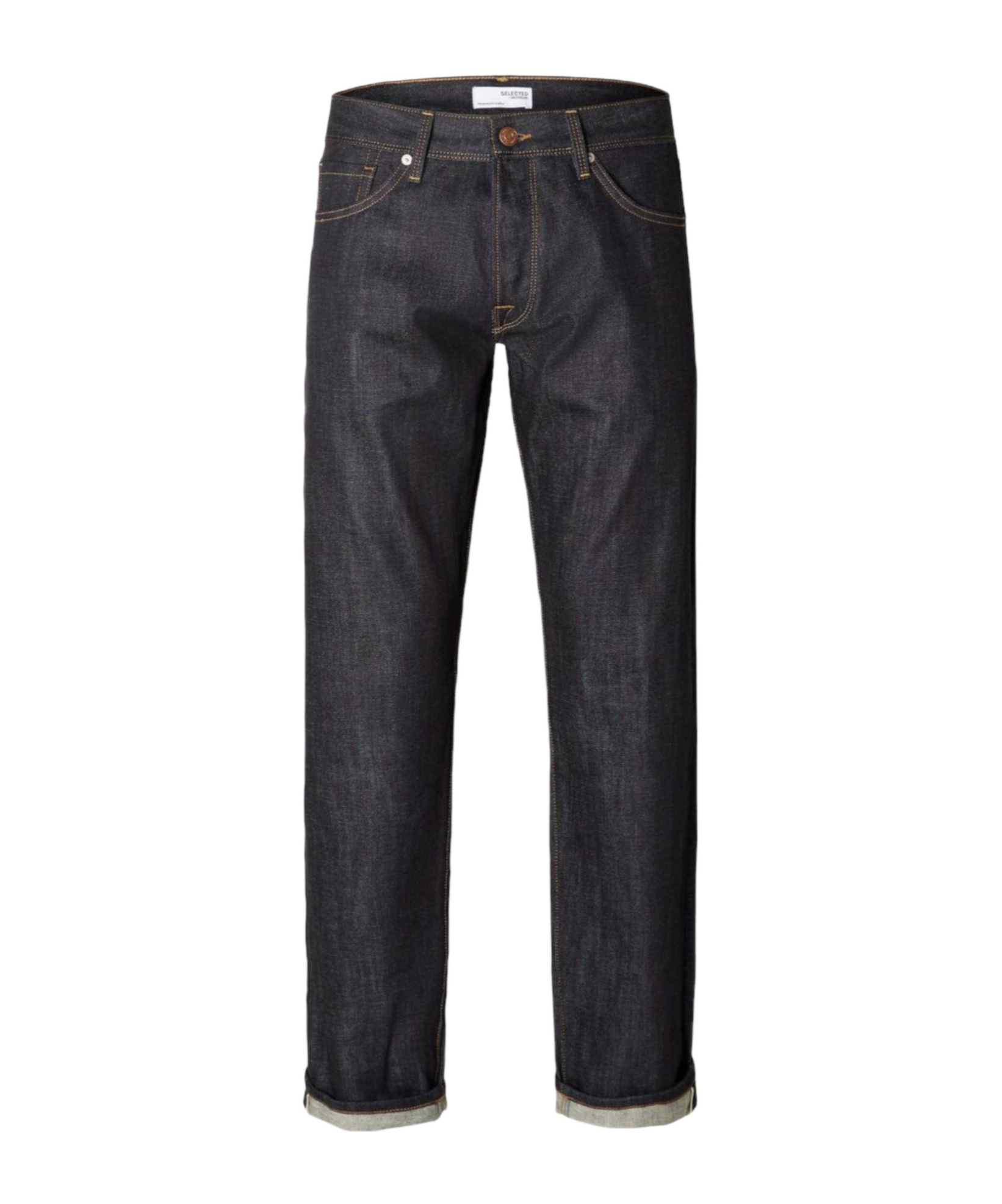 Selected Denim Trousers With Belt Loops In Black
