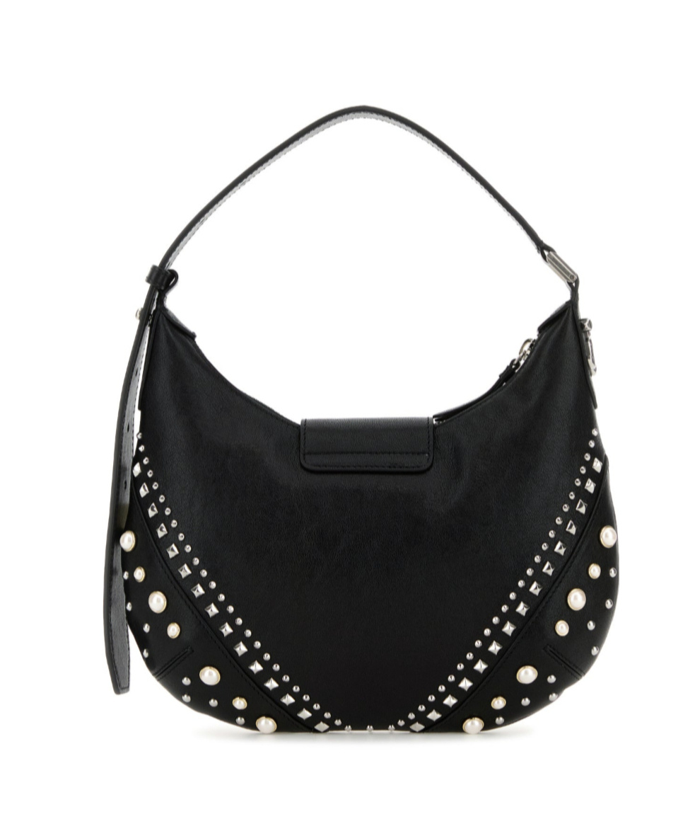Jimmy Choo Small Bar Hobo Studded Pearl Shoulder Bag In Black