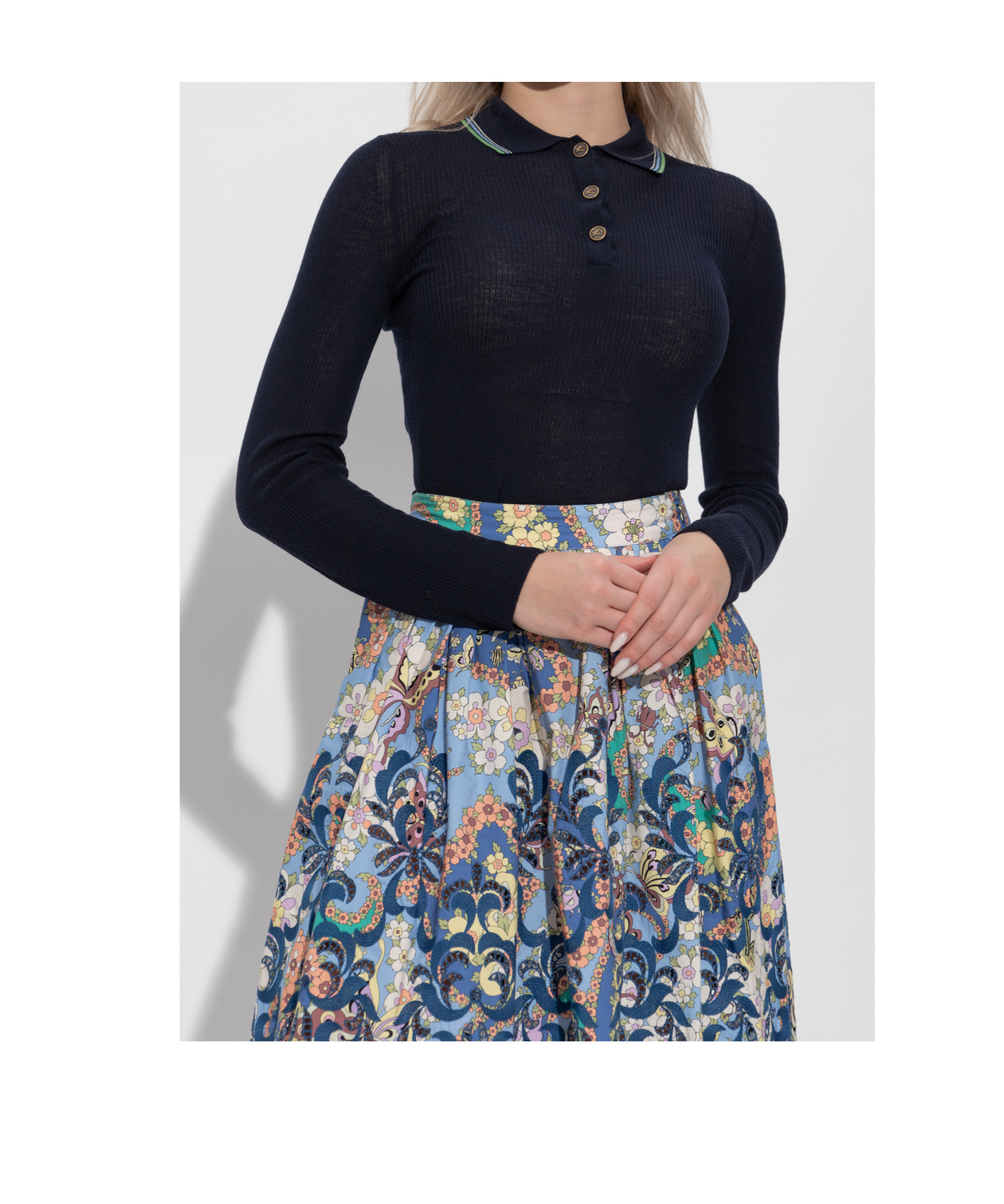 Etro Long-sleeved Wool Top In Black