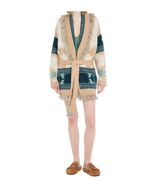 Alanui Icon Jacquard-cardigan Mit Fransen In Multi