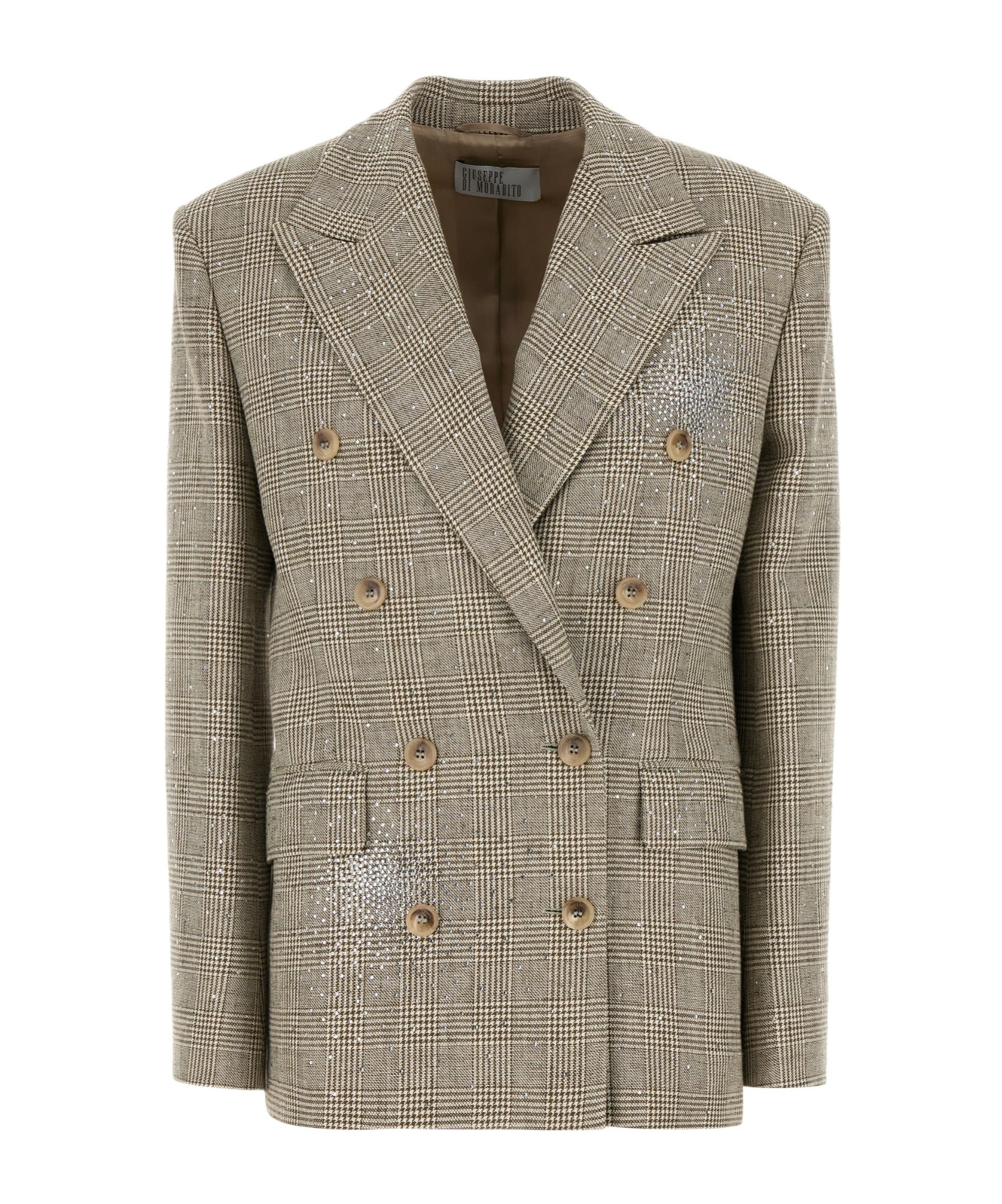 Giuseppe Di Morabito Crystal-embellished Checked Blazer In Gray