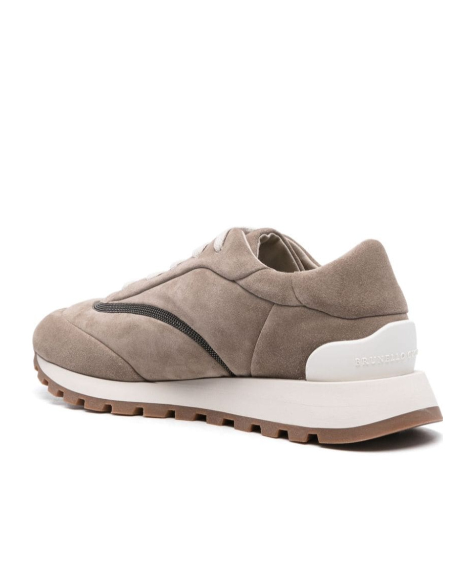 Brunello Cucinelli Wool Sneakers With Precious Stripe Design In Multicolor