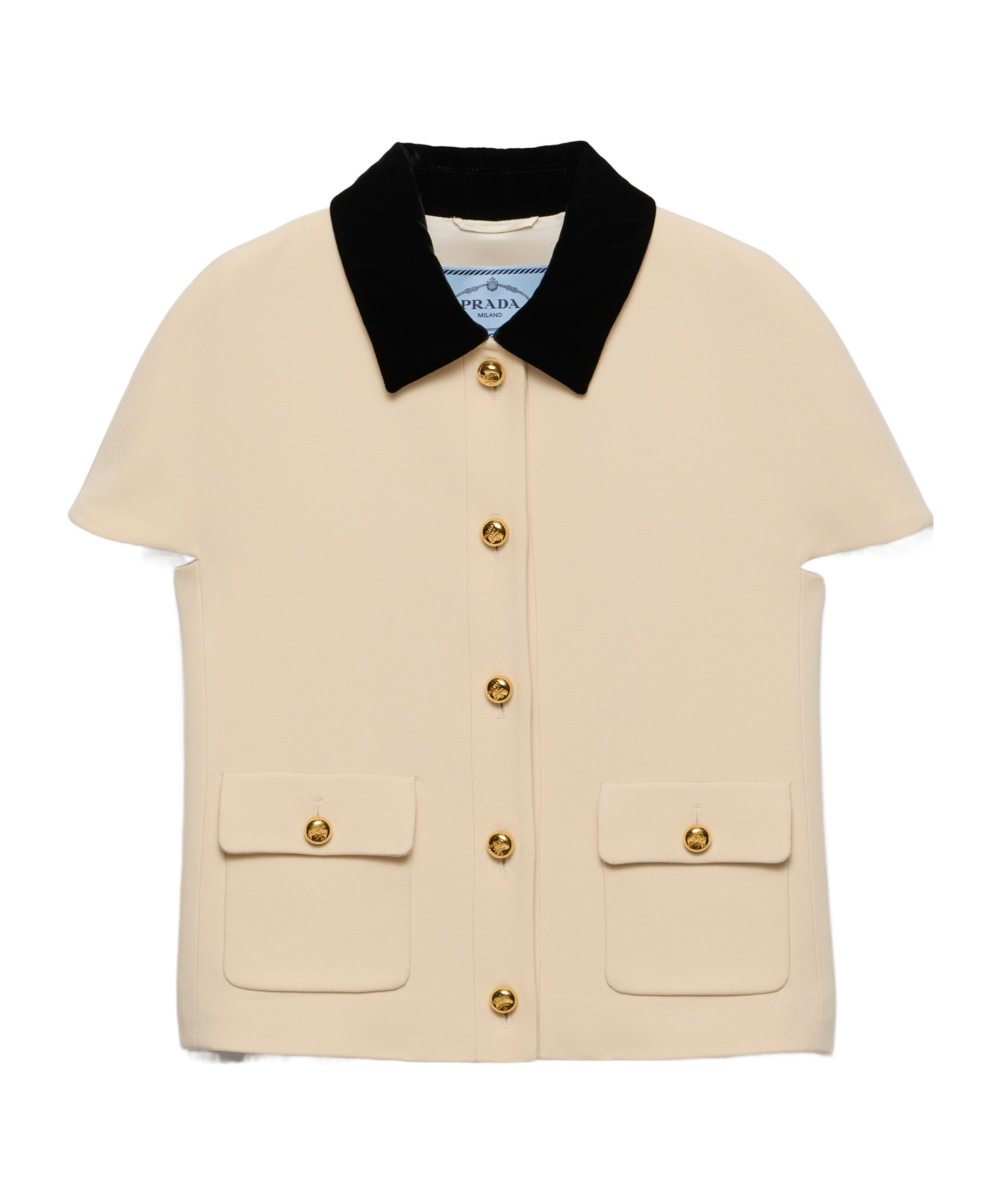 Prada Velvet-collar Jacket In Nude