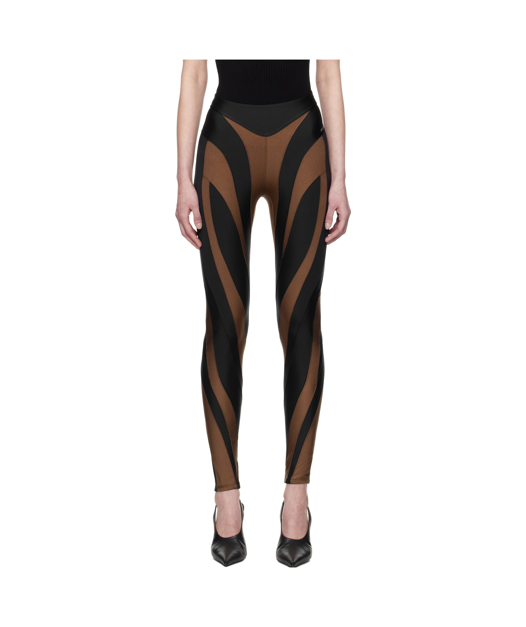 Mugler Elastic Printed Leggings In Black