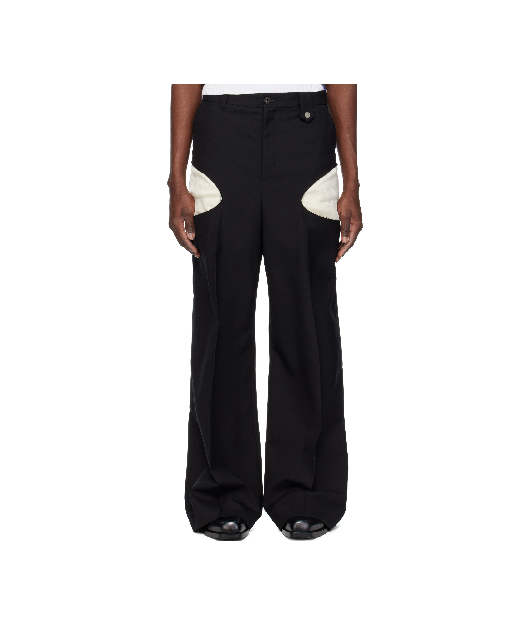 Egonlab Black Openwork Trousers In Black