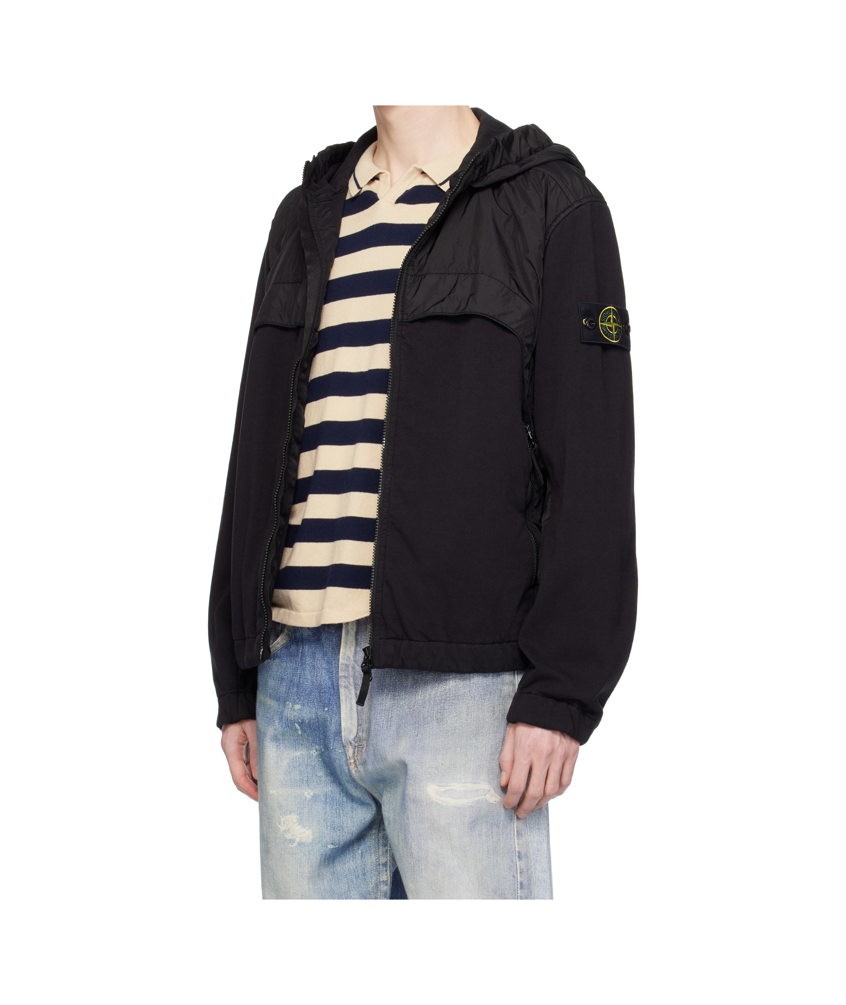 Stone Island Black Crinkle Reps Ny Jacket In Black