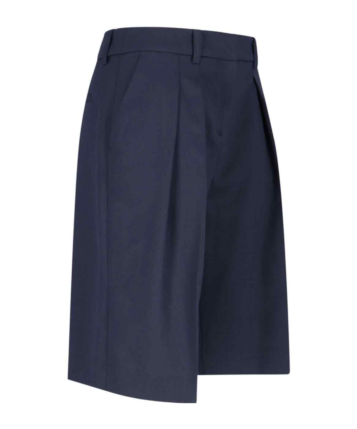 The Frankie Shop Womens Navy Bilbao Pleated Wool Bermuda Shorts