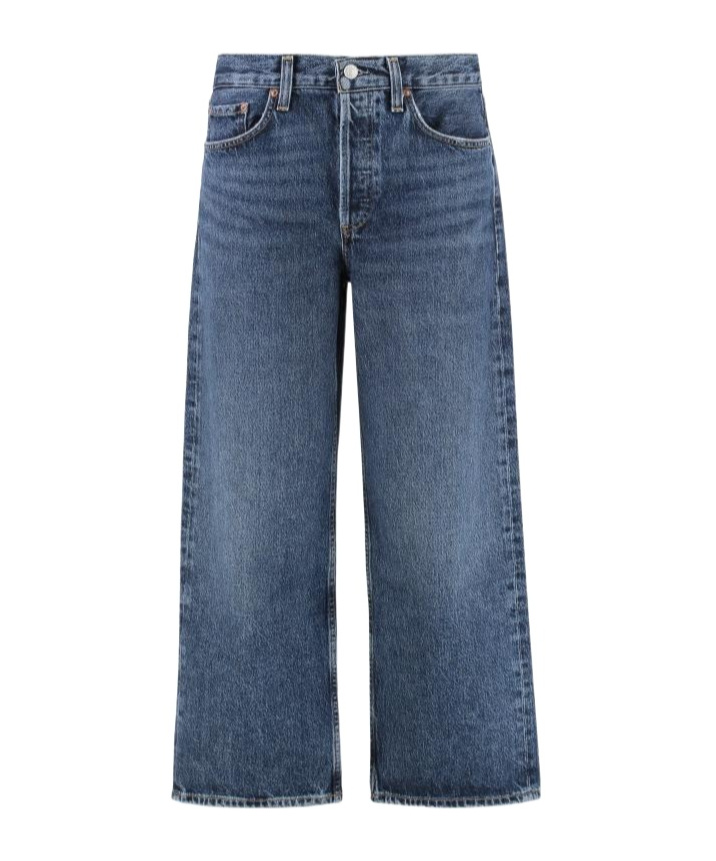 Agolde Denim Trousers With Belt Loops In Blue