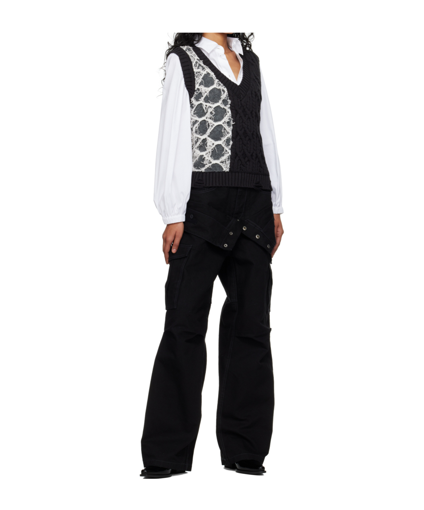 Andersson Bell Double-waisted Cargo Wide-leg Jeans In Black